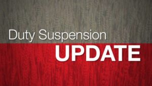 Duty suspension update